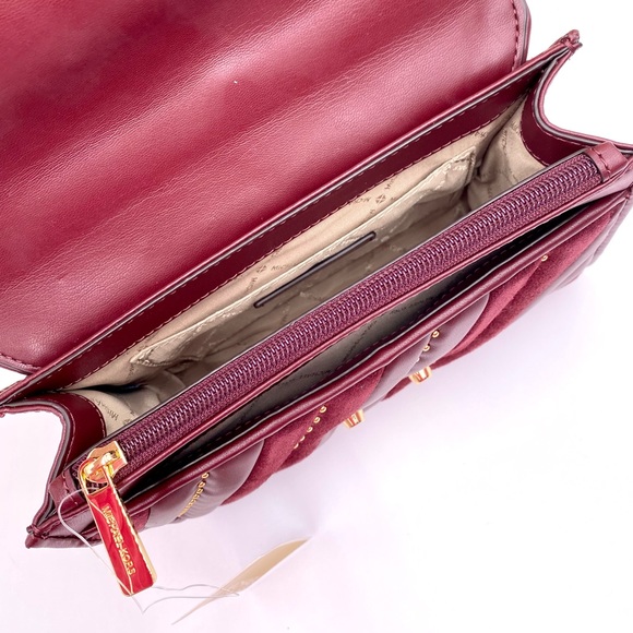 Michael Kors Rose Medium Flap Shoulder Bag Crossbody Merlot - Picture 8 of 14